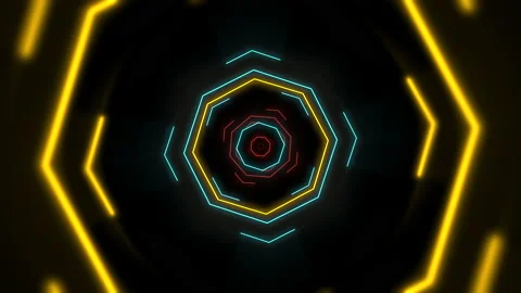 Neon rainbow geometric lines in dark space Vídeos de archivo 199294302