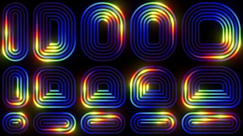 Neon rainbow grid loop. Spectral striped circuits abstract background. Stock Footage 344511052