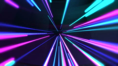 Neon rainbow lines in rows on dark space Stock Footage 199294418