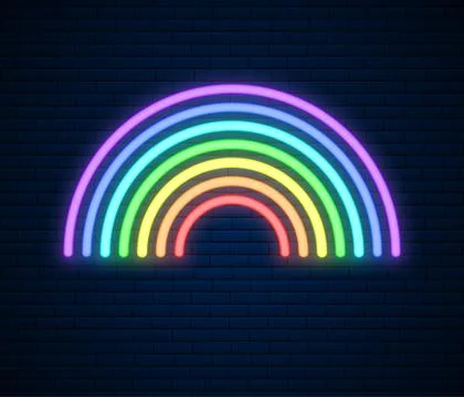 Neon Rainbow Sign. LGBT Pride Month. Lesbian Gay Bisexual Transgender. Rainbo Stock Illustration