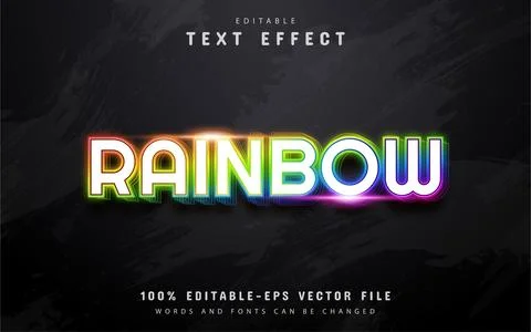 Neon rainbow text effect Stock Illustration