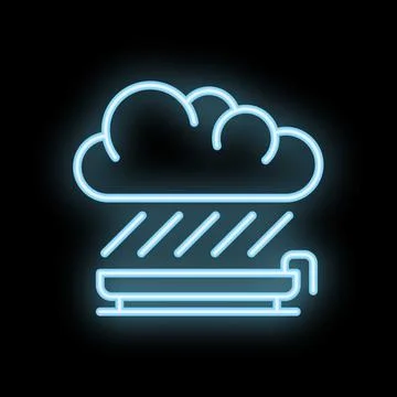 Neon raining cloud over empty bench weather icon Ilustração Stock