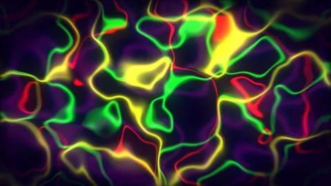 Neon rays kaleidoscopic color pattern. Abstract geometric flowing backdrop... Foto stock
