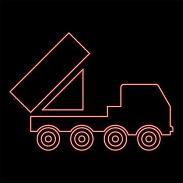 Neon reactive system volley fire salvo artillery American multiple launch on  Illustrazione stock