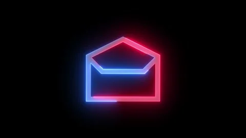 Neon read icon blue red color glowing animation black background Stock Footage 266404942