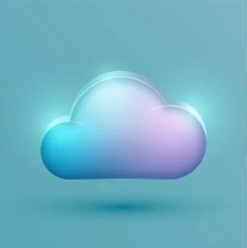 Neon realistic cloud icon, vector Illustrazione stock