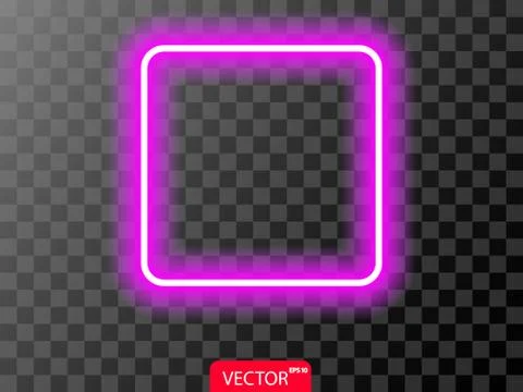 Neon realistic violet square on transparent background. Vector illustration. Stock Illustration