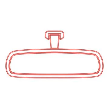 Neon rear view mirror red color vector illustration image flat style Illustrazione stock
