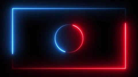 Neon rectangle and circle light frame animation isolated on black background Stock Footage 320123852