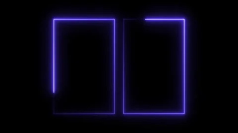Neon rectangle border animation glowing purple lines on black background 库存影片 308713251