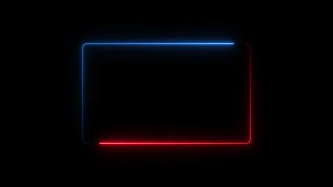 Neon Rectangle Border animation ,glowing neon frame. Black background 4k an.. Stock Footage 320031293