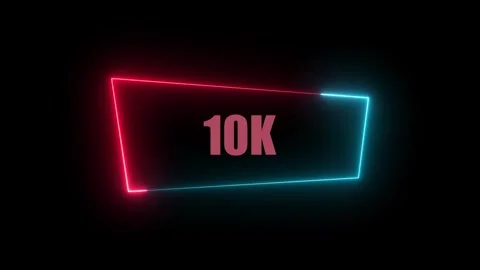 Neon Rectangle Border with color. Neon rectangle frame with 10K on black ba.. Stock Footage 331794301