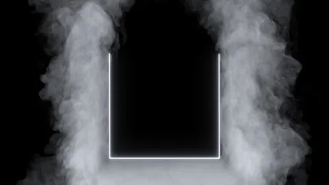 Neon Rectangle Border With Smoke Stock Footage 275262582
