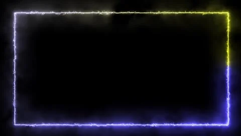 Neon Rectangle Frame With Blue And Yellow Electric Energy Stock Footage 318213715