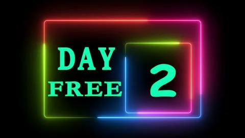 Neon rectangle frame day free 2 text Illustrazione stock
