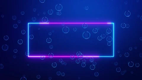 Neon Rectangle Frame Floating Bubbles Background, Vibrant frame blue pink tones Stock Footage 342781809