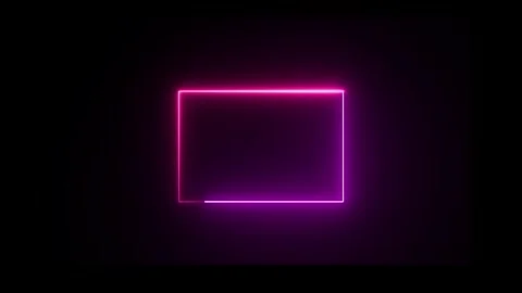 Neon rectangle frame with glowing pink and blue lights icon animated on a d.. 動画素材 258431761
