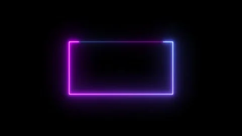Neon rectangle frame with glowing pink and blue lights icon on a dark backg.. 動画素材 259808892