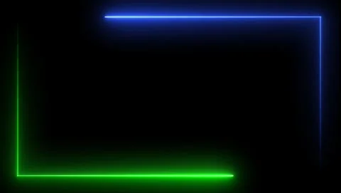 Neon Rectangle Frame Green Blue Glow Black Background Stock Footage 318633923