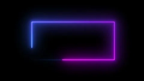 Neon rectangle frame icon animated video Stock Footage 294698163
