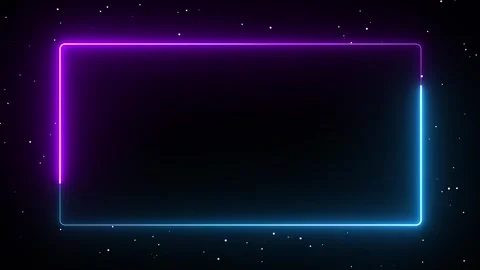 Neon rectangle frame loop with blue and purple lights on dark background Stock Footage 340326282