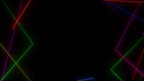 Neon rectangle frame neon lights Geometric glow outline shape or laser glowing Stock Footage 295174974