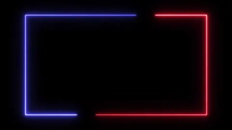 Neon rectangle frame or neon lights horizontal animation. Neon square frame. Stock Footage 290014815