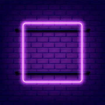 Neon rectangle frame or neon lights sign. Vector illustration. Stock Illustration