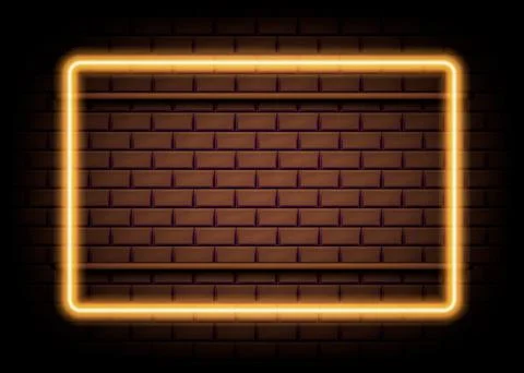 Neon rectangle frame or neon lights sign. Vector illustration. Stock Illustration