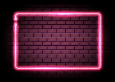 Neon rectangle frame or neon lights sign. Vector illustration. Stock Illustration