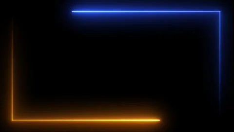 Neon Rectangle Frame Orange Blue Glow Black Background Stock Footage 318633925