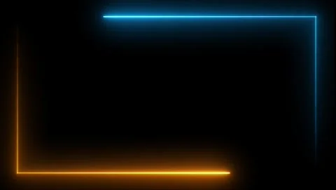 Neon Rectangle Frame Orange Blue Glow Black Background Video stock 318633939