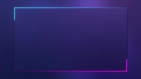Neon rectangle frame panel, magenta edge light, cyan side glow, shadow depth. te Stock Footage 340452022