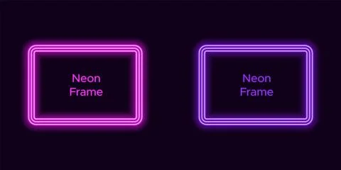 Neon rectangle frame in purple and violet color Stock Illustration