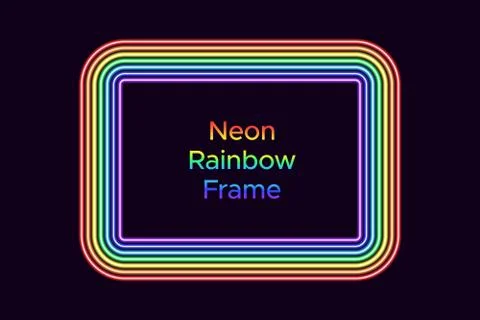 Neon rectangle frame in rainbow color Stock Illustration