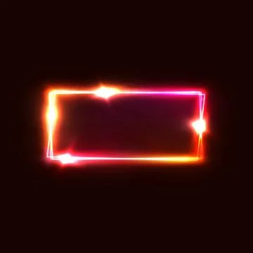 Neon rectangle frame. Square geometric shape. Stock Illustration