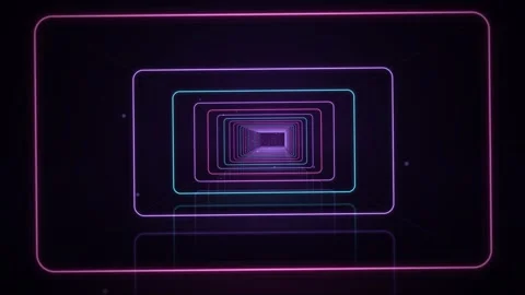 Neon Rectangle Frames Infinite Tunnel Flythrough Seamless Loop 스톡 동영상 347280015