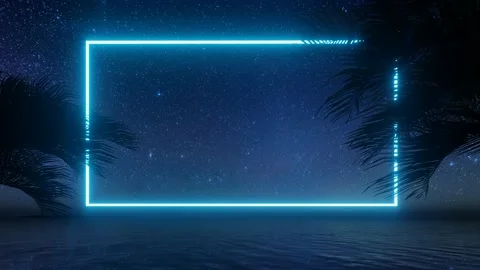 Neon rectangle. Glow effect. Digital technology. 3d style Stock Footage 131018083