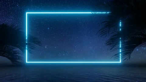Neon rectangle Glow effect Digital technology 3d style Stock Footage 154037947