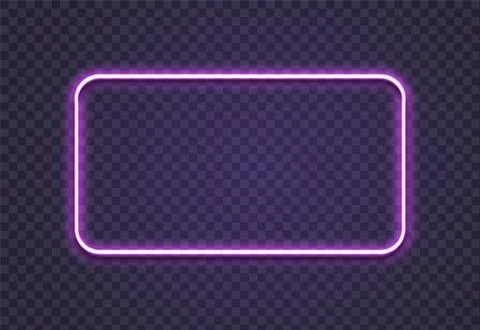 Neon rectangle. Glow frame border. Glossy rectangle on wall. Vector neon shape Stock Illustration