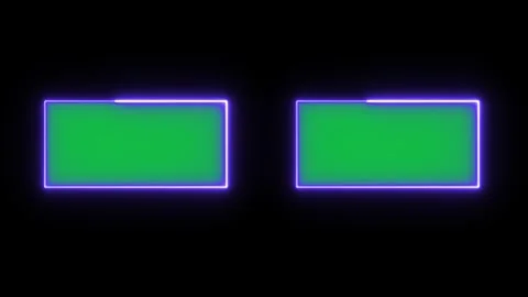 Neon rectangle glowing with green screen for motion graphics Видео 346490660