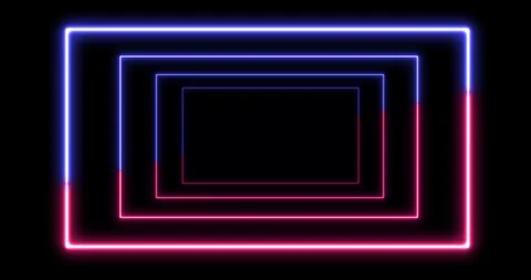 Neon Rectangle, neon sign in space on black background. Stock Footage 124542148