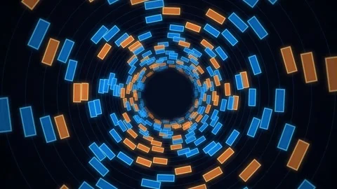 Neon rectangle pattern tunnel loop motion background for digital media prod.. Stockbeeldmateriaal 347467527