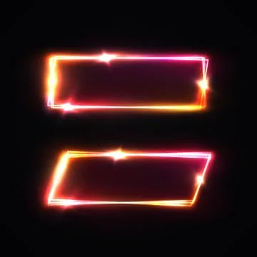 Neon rectangle signs set. Electric laser borders. Stock Illustration