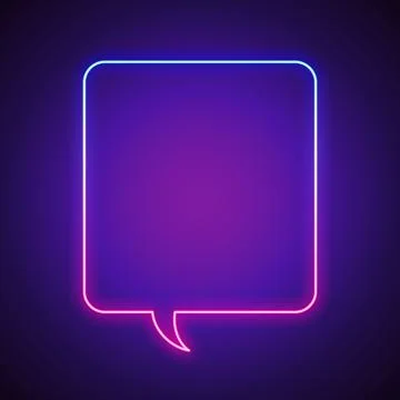 Neon Rectangle Speech Bubble Frame Stock Illustration