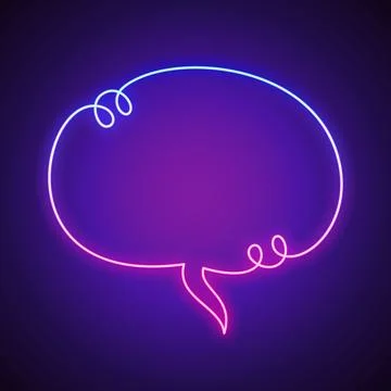 Neon Rectangle Speech Bubble Frame Stock Illustration