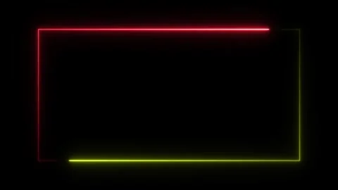 Neon rectangle with two color 4k animated on black background Stock Footage 307420366