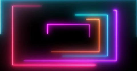 Neon rectangles geometric loop stream starting animation. Dynamic event pro.. Stock Illustration