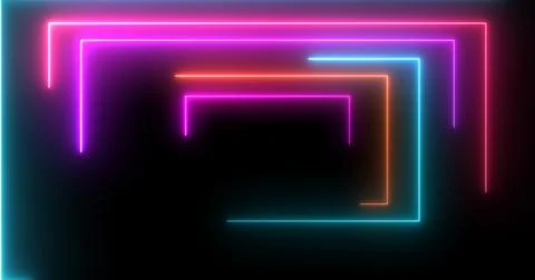 Neon rectangles geometric loop stream starting animation. Dynamic event pro.. Stock Illustration