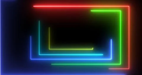 Neon rectangles geometric loop stream starting animation. Dynamic event pro.. Illustrazione stock